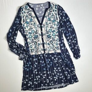Tiny Brand Floral Navy & White Midi Dress with Embroidered Bodice